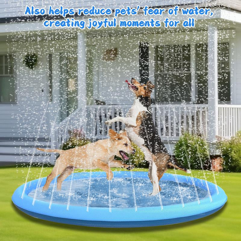 Qyeah 67Inch Splash Pad for Dog Non-Slip Sprinkler Pool Large Summer Outdoor Water Toys Thickened Splash Play Mat for Girls Boys Pet