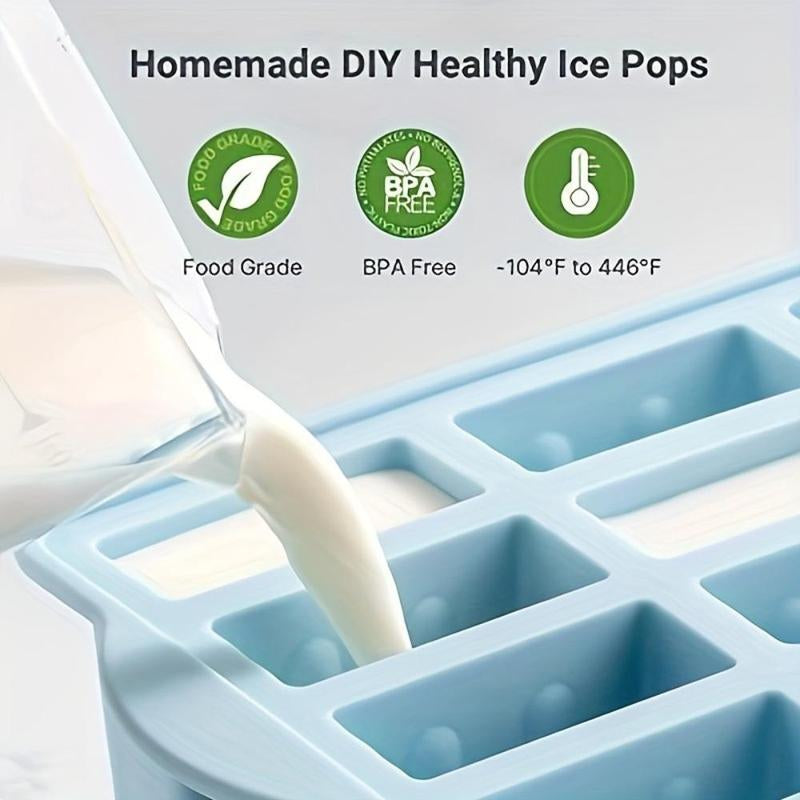 Pastel Silicone Popsicle Mold, 1 Set Ice Cream Mold with 50Pcs Popsicle Stick & 50Pcs Bag & 50Pcs Straps & Cleaning Brush, Homemade Dessert Popsicle Maker for Home Kitchen, Kitchenware