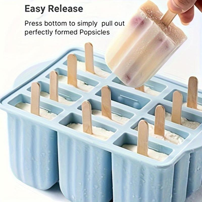 Pastel Silicone Popsicle Mold, 1 Set Ice Cream Mold with 50Pcs Popsicle Stick & 50Pcs Bag & 50Pcs Straps & Cleaning Brush, Homemade Dessert Popsicle Maker for Home Kitchen, Kitchenware
