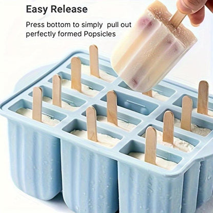Pastel Silicone Popsicle Mold, 1 Set Ice Cream Mold with 50Pcs Popsicle Stick & 50Pcs Bag & 50Pcs Straps & Cleaning Brush, Homemade Dessert Popsicle Maker for Home Kitchen, Kitchenware