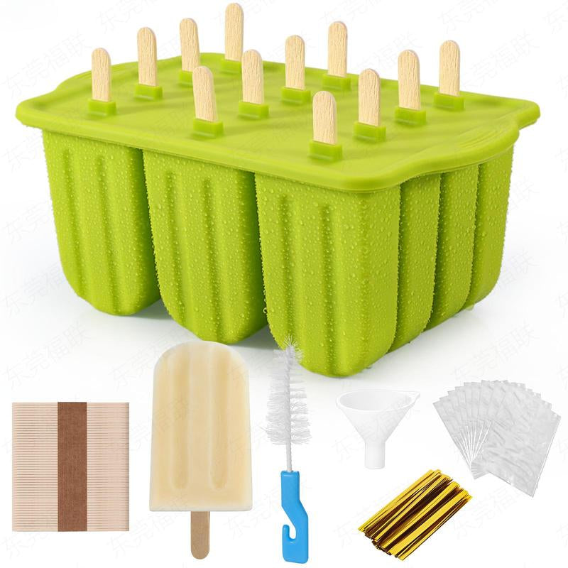 Pastel Silicone Popsicle Mold, 1 Set Ice Cream Mold with 50Pcs Popsicle Stick & 50Pcs Bag & 50Pcs Straps & Cleaning Brush, Homemade Dessert Popsicle Maker for Home Kitchen, Kitchenware