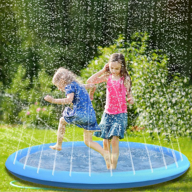 Qyeah 67Inch Splash Pad for Dog Non-Slip Sprinkler Pool Large Summer Outdoor Water Toys Thickened Splash Play Mat for Girls Boys Pet