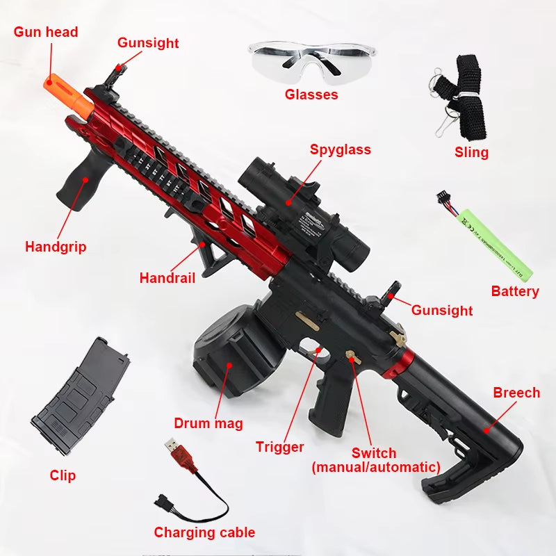 M4 Electric Gel Ball Blaster Toys, Manual/Automatic Eco-Friendly Splatter Ball Blaster, Suitable for Outdoor Shooting Games