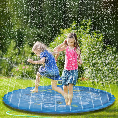 Qyeah 67Inch Splash Pad for Dog Non-Slip Sprinkler Pool Large Summer Outdoor Water Toys Thickened Splash Play Mat for Girls Boys Pet