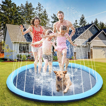 Qyeah 67Inch Splash Pad for Dog Non-Slip Sprinkler Pool Large Summer Outdoor Water Toys Thickened Splash Play Mat for Girls Boys Pet